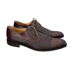 Mercanti Fiorentini 6799 Black Brown Leather Cap Toe Oxford Shoes Men's 12 M